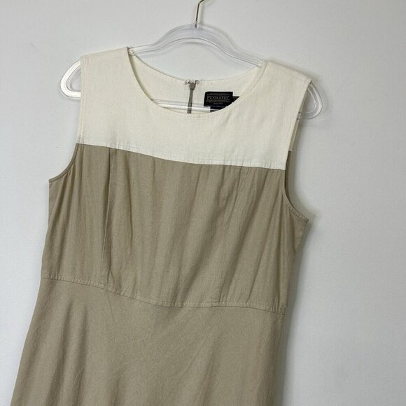 Pendleton Linen Dress Womens Size 14 Petite 14P Beige Sleeveless - Picture 4 of 10